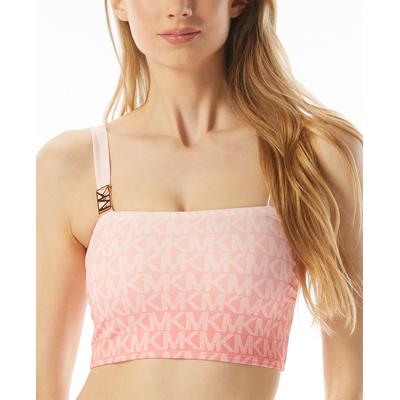 Square-neck Logo Cropped Bikini Top in Sangria M - Bellso